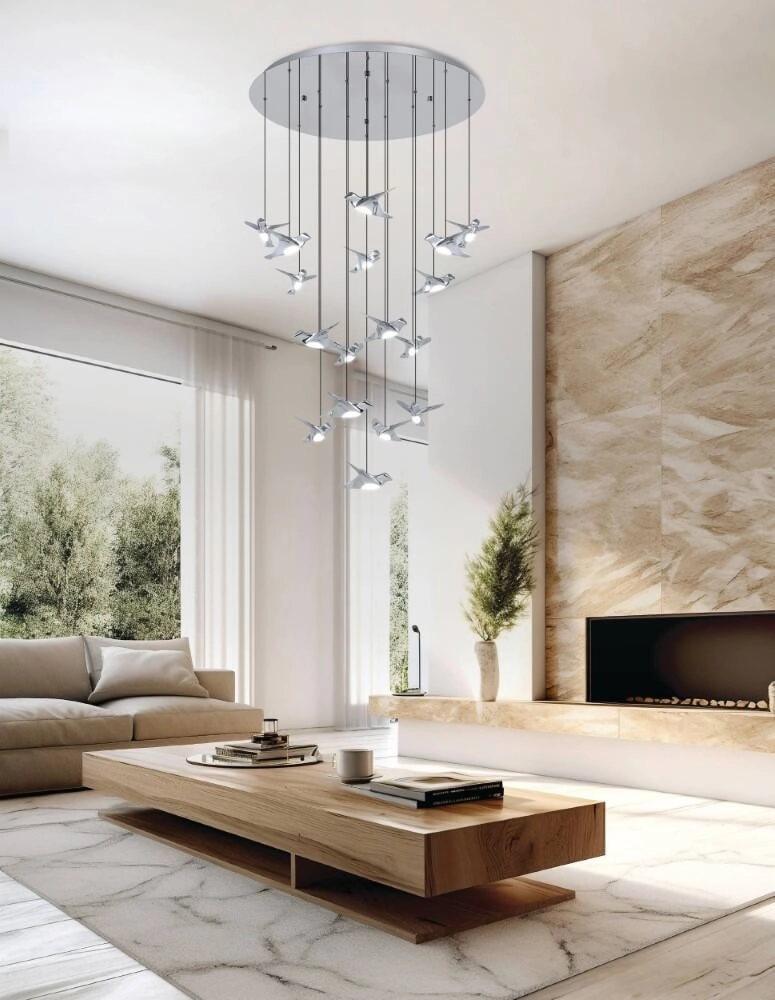 17-light hanging lamp Paratebueno 1 chrome round Stars of Light 9008606292233