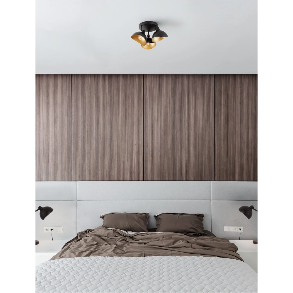 Plafonnier Geti S noir avec intérieur doré Lyora 5212017436429