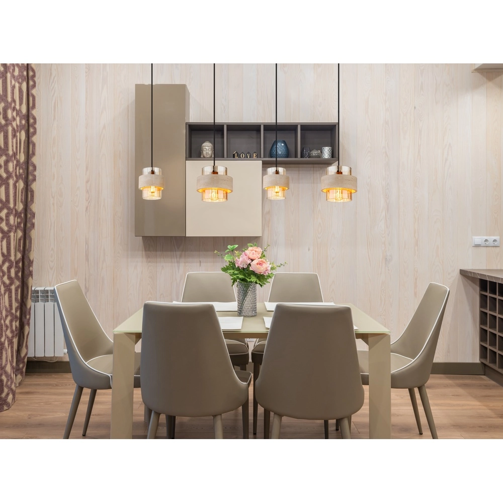 Lampe suspendue à 4 lumières Daren noir avec marbre Globo 9007371592654