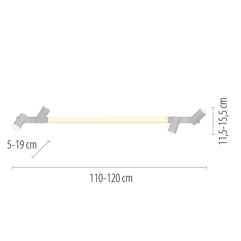Emplacement monté en surface au plafond Pure Lines Spot 110 cm - blanc Paul Neuhaus 4012248395837