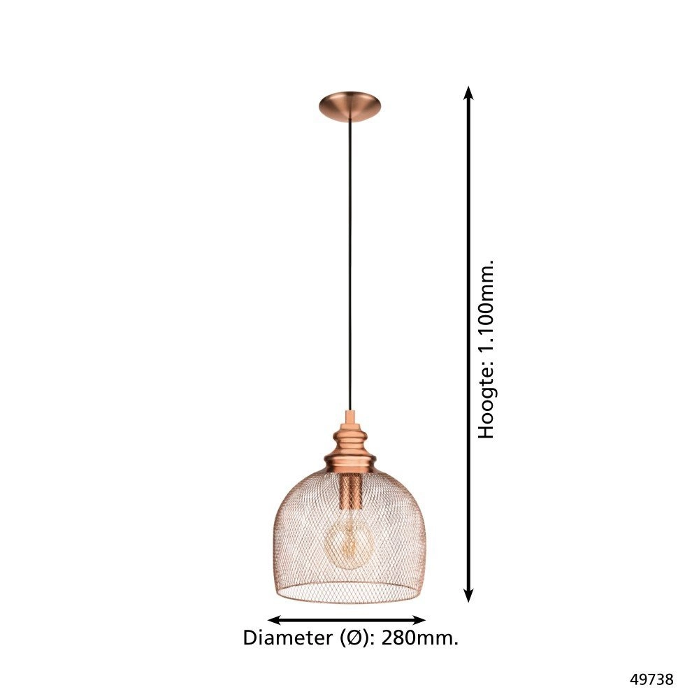 Lampe à suspension Straiton 28cm 28cm cuivre rouge Eglo 9002759497385