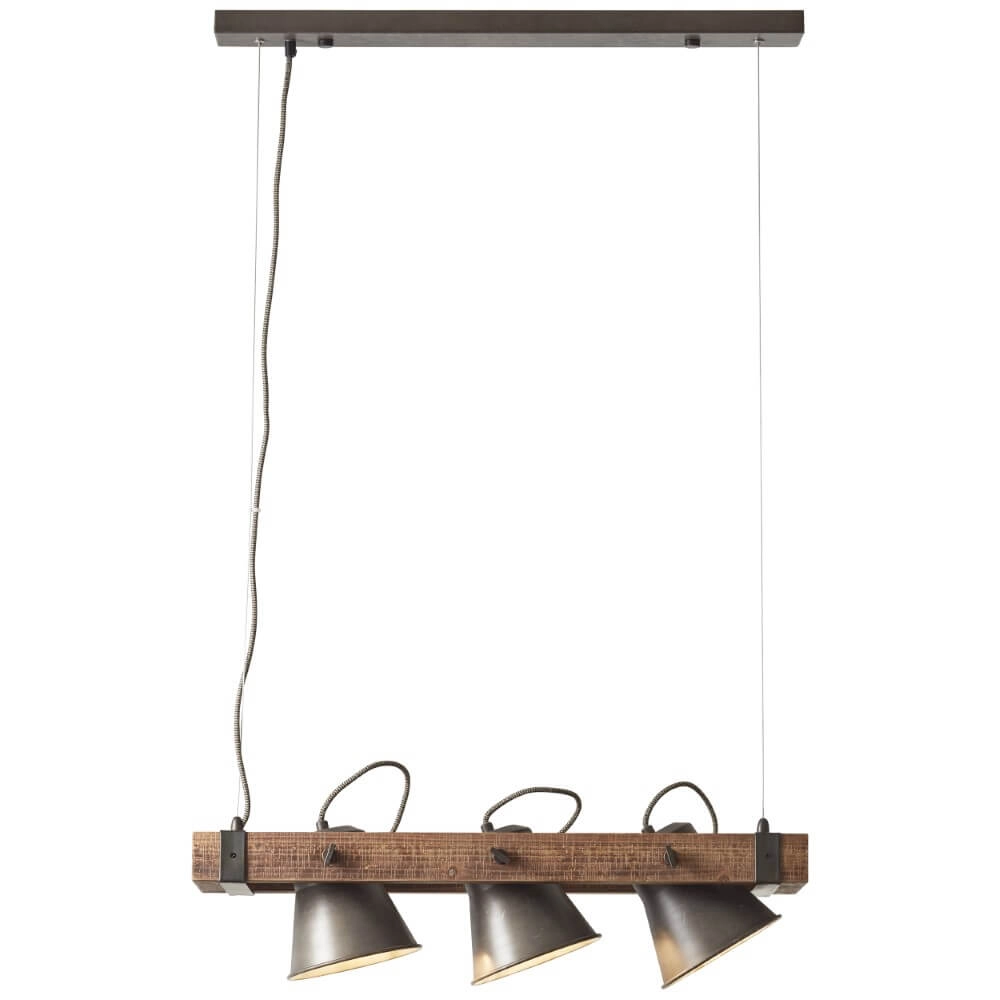 Lampe suspendue 3 lumières Decca noir avec du marron Brilliant 4004353361487