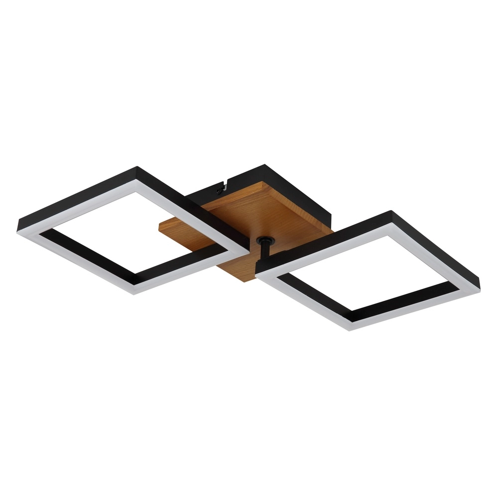 Lampe de plafond à design Kerry noir avec un aspect bois Globo 9007371440221