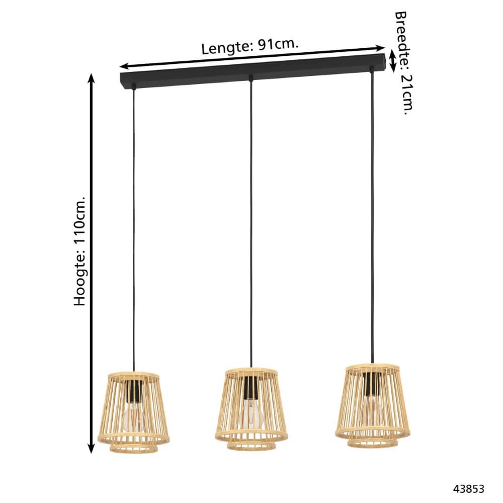 Lampe suspendue en bois Hykeham 3 lumières Eglo 9002759438531