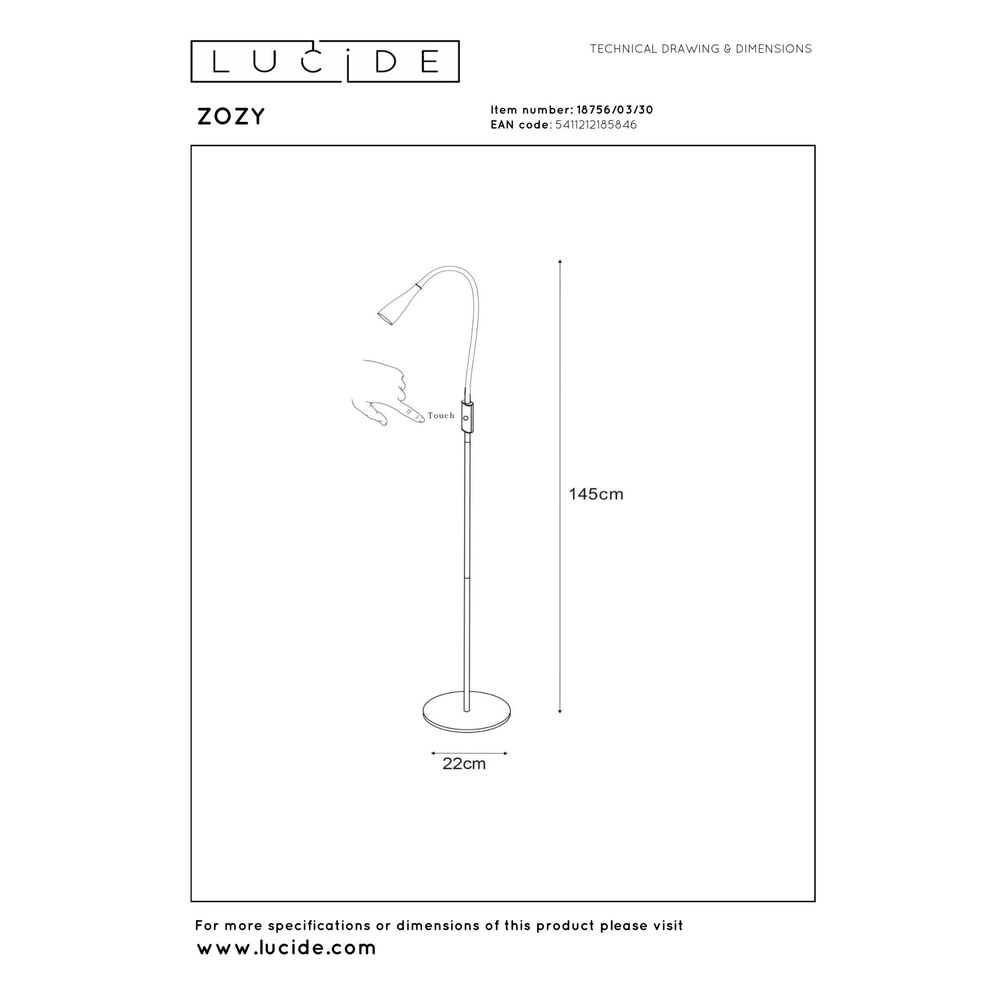 Lampe de lecture Zozy Noir Lucide 5411212185846
