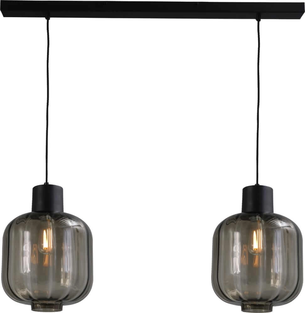 Lampe de salle à manger Lett lll 28 2 lumières noir avec verre fumé Lampe de salle à manger Lett lll 28 2 lumières noir avec verre fumé