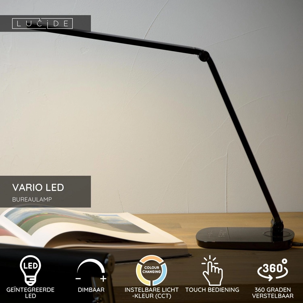 Lampe de bureau Vario Led Noir Lucide 5411212241818