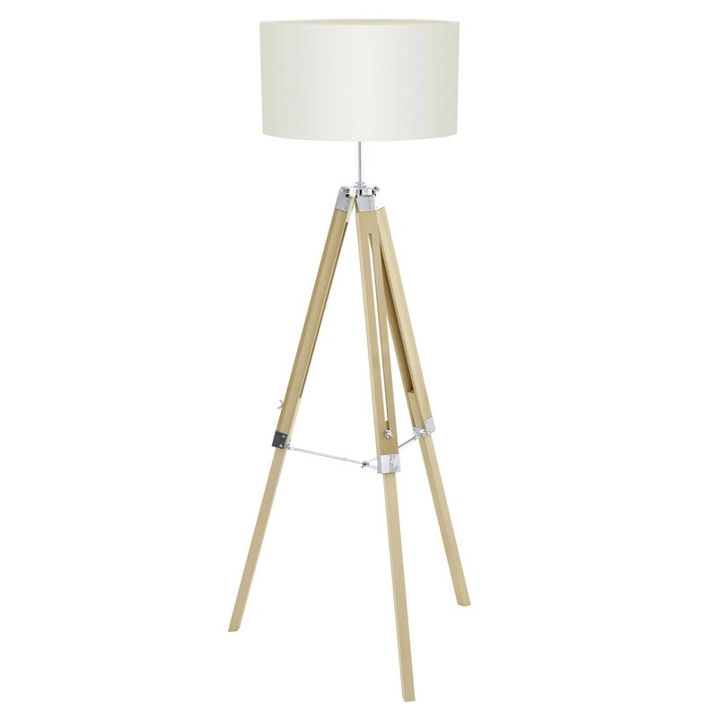 Lampadaire Lantada Trépied 106cm bois et beige
