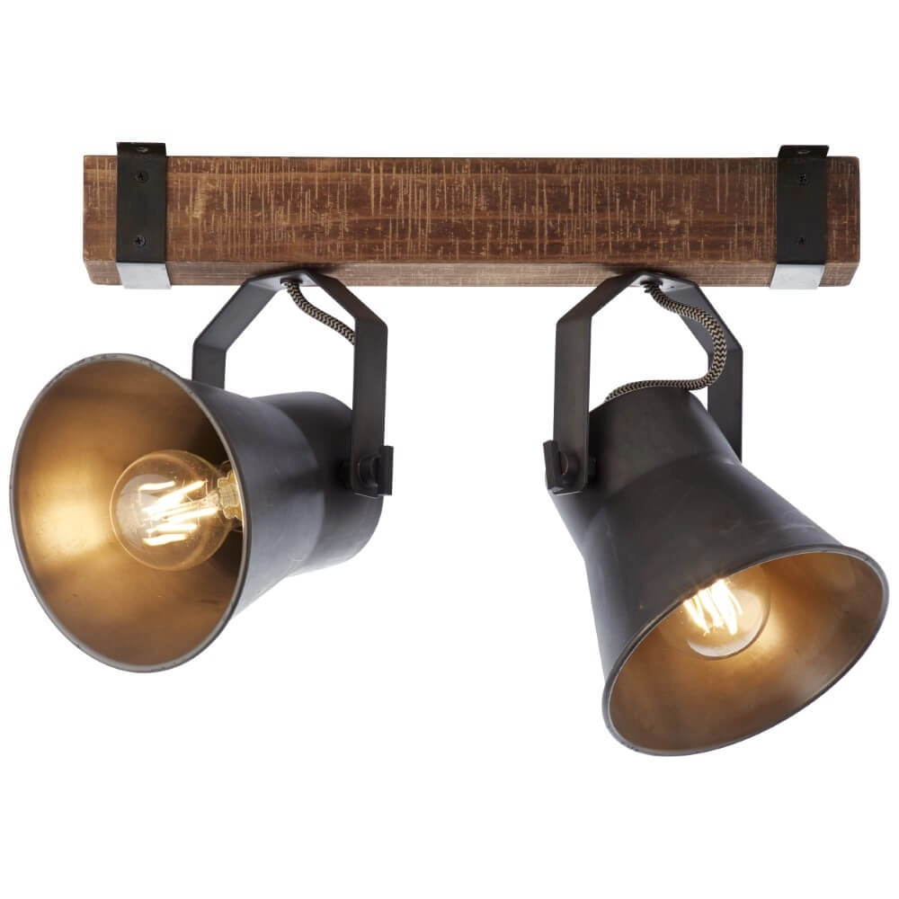 Plafonnier 2 lumières Decca noir avec du marron Brilliant 4004353361449