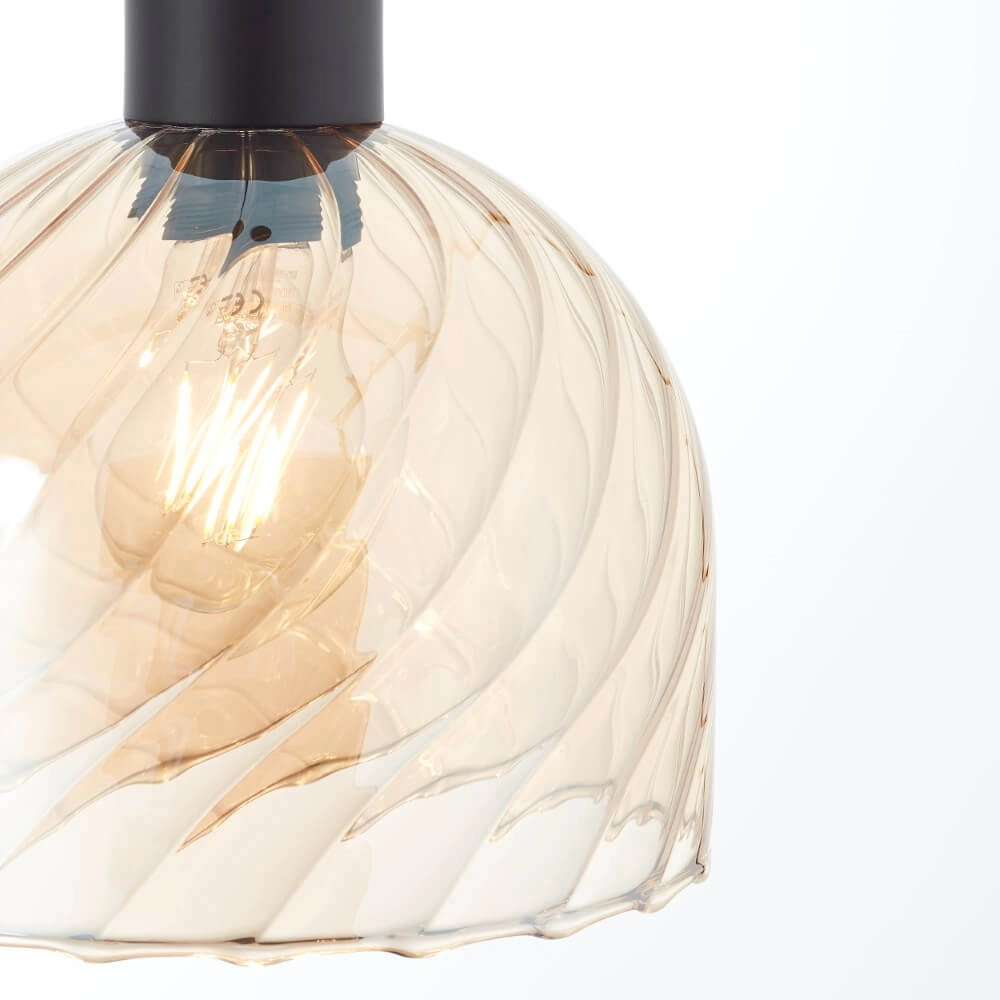 Lampe suspendue Casto noir avec verre ambré Brilliant 4004353446863