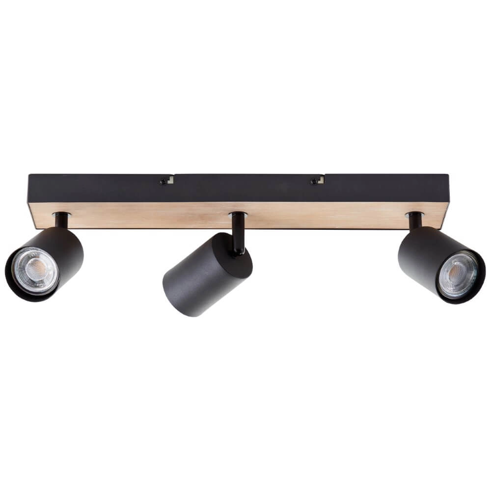 Lampe à 3 lumières Jello Wood noir avec du bois Brilliant 4004353428395