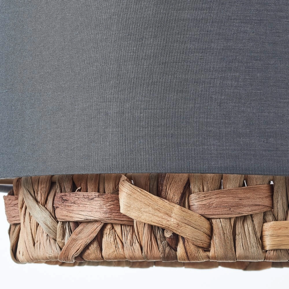Lampe suspendue pour salle à manger Waterlilly rotin avec tissu gris Brilliant 4004353411885