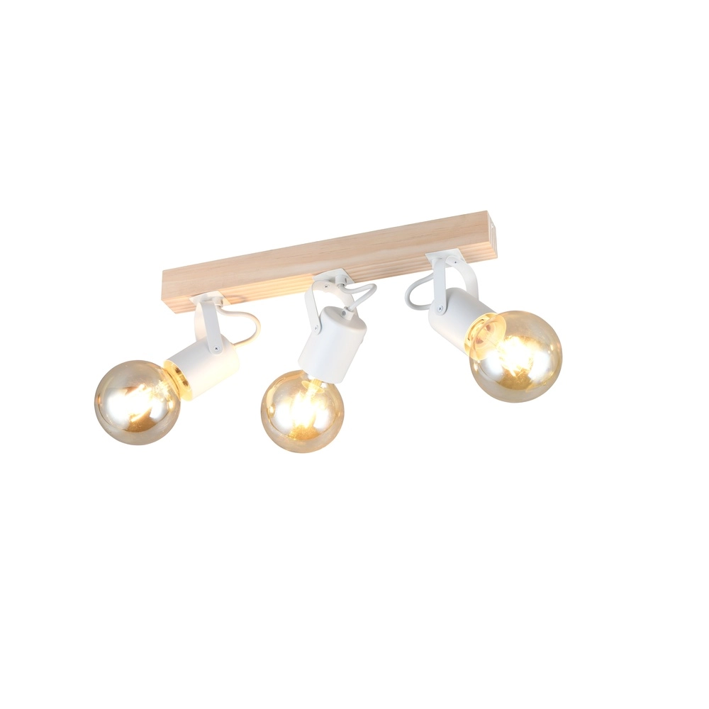 Lampe de plafond à 3 lampes Lynar Blanc avec du bois Trio 4017807672015