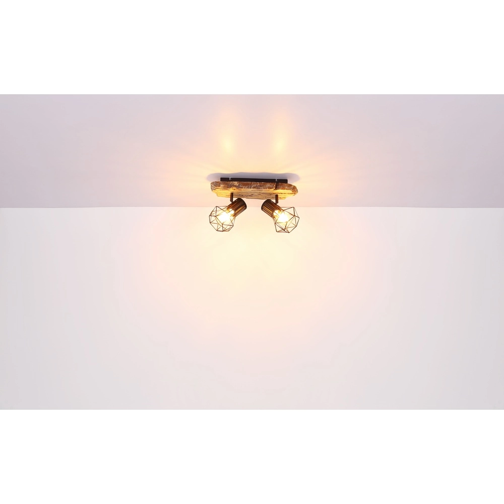 Lampe de plafond Priska 2-noir clair avec bois Globo 9007371442362