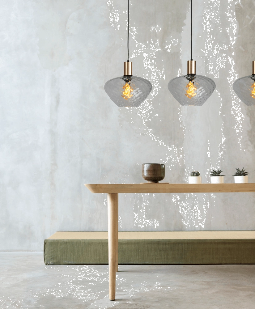 Lampe suspendue 3 lumières - dorée - Porto avec des verres à fumée Blossom Masterlight 8718121269634