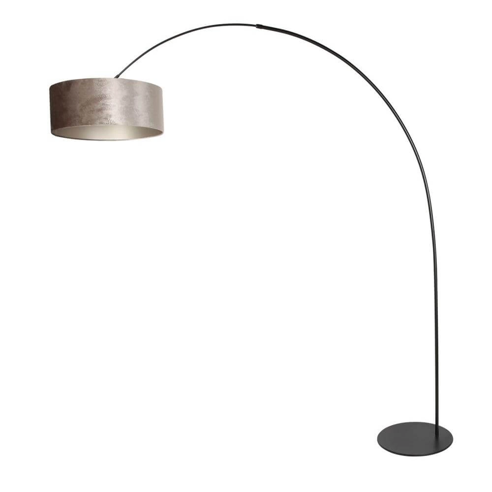 Lampadaire Curve noir avec abat-jour gris Ø 50cm Steinhauer 8712746179446