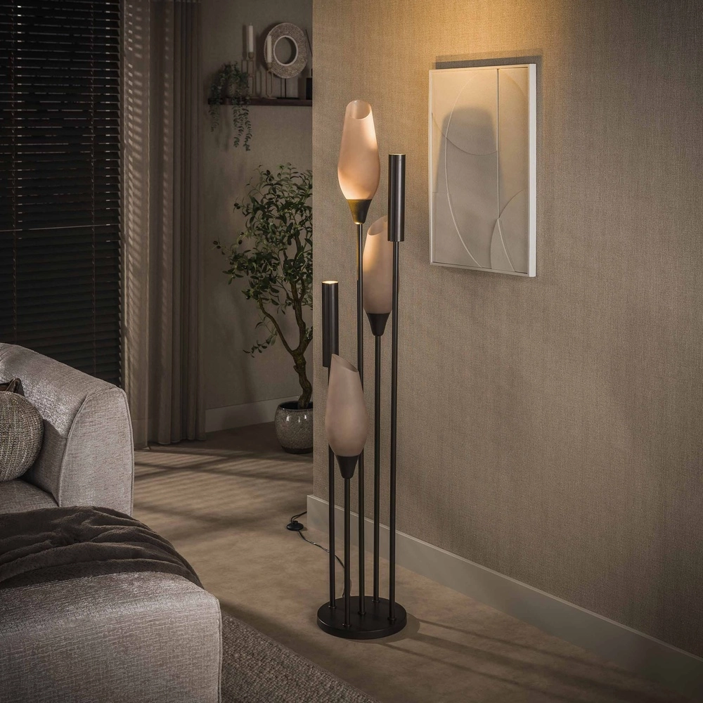 Lampe sur pied élégante Cocoon 3x E27 - 2x GU10 - verre dépoli Lyora 8716803511927