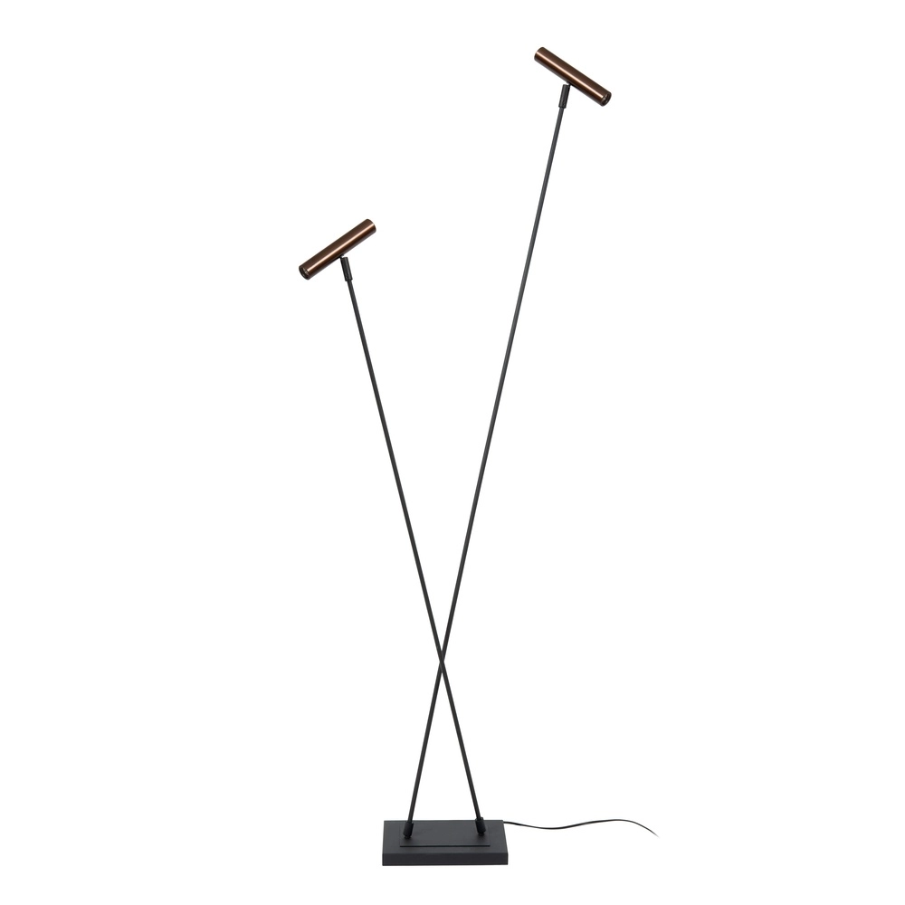 Lampe sur pied à deux lumières Duarte noir avec brun café Lucide Vibes 5411212032201