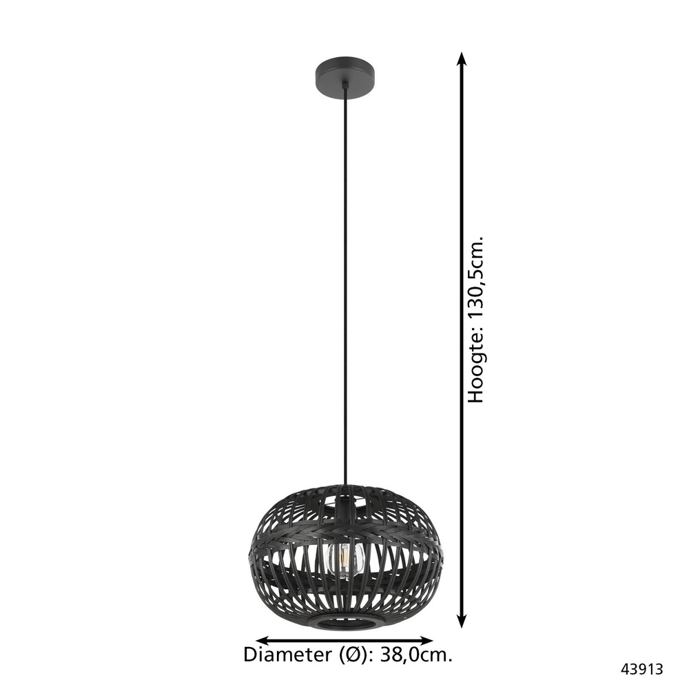 Lampe pendante noire Towcester Ø 38 cm - bois Eglo 9002759439132