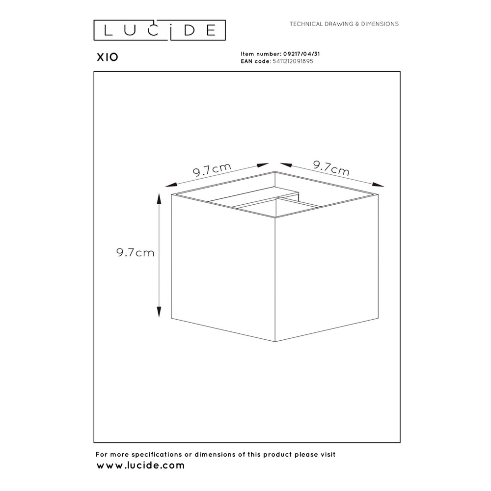 Projecteur mural carré Xio 2700K blanc Lucide 5411212091895