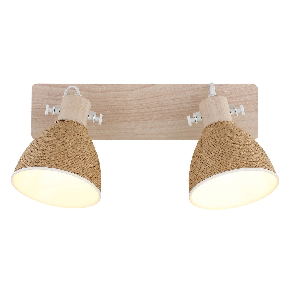 Lampe de plafond Lyndon Blanc 2 clairs avec rotin Globo 9007371583744