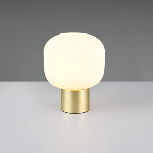 Lampe de table tendance Diva or avec verre blanc Trio 4017807614534