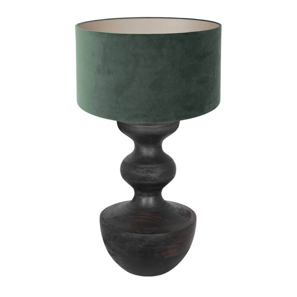 Lampe de table rurale Lyons S avec capuche en velours vert