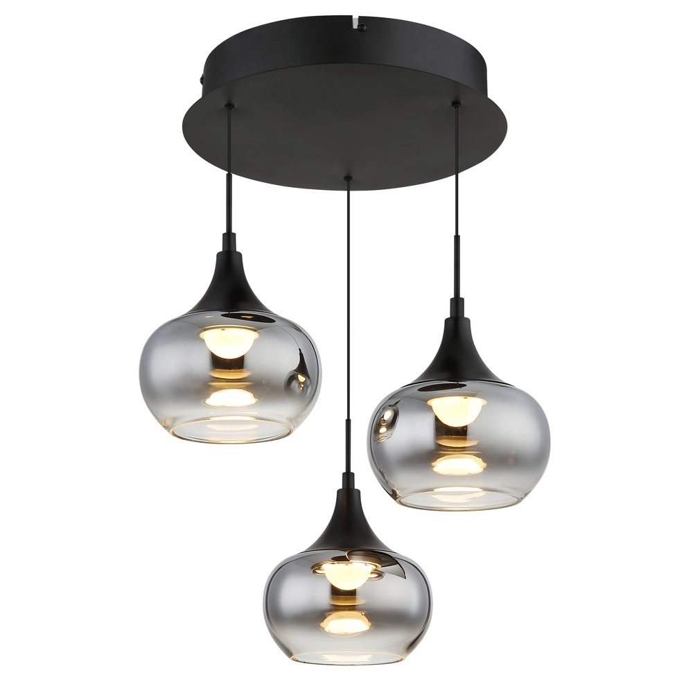Lampe pendante de conception Lui Noir à 3 lumières Globo 9007371586608