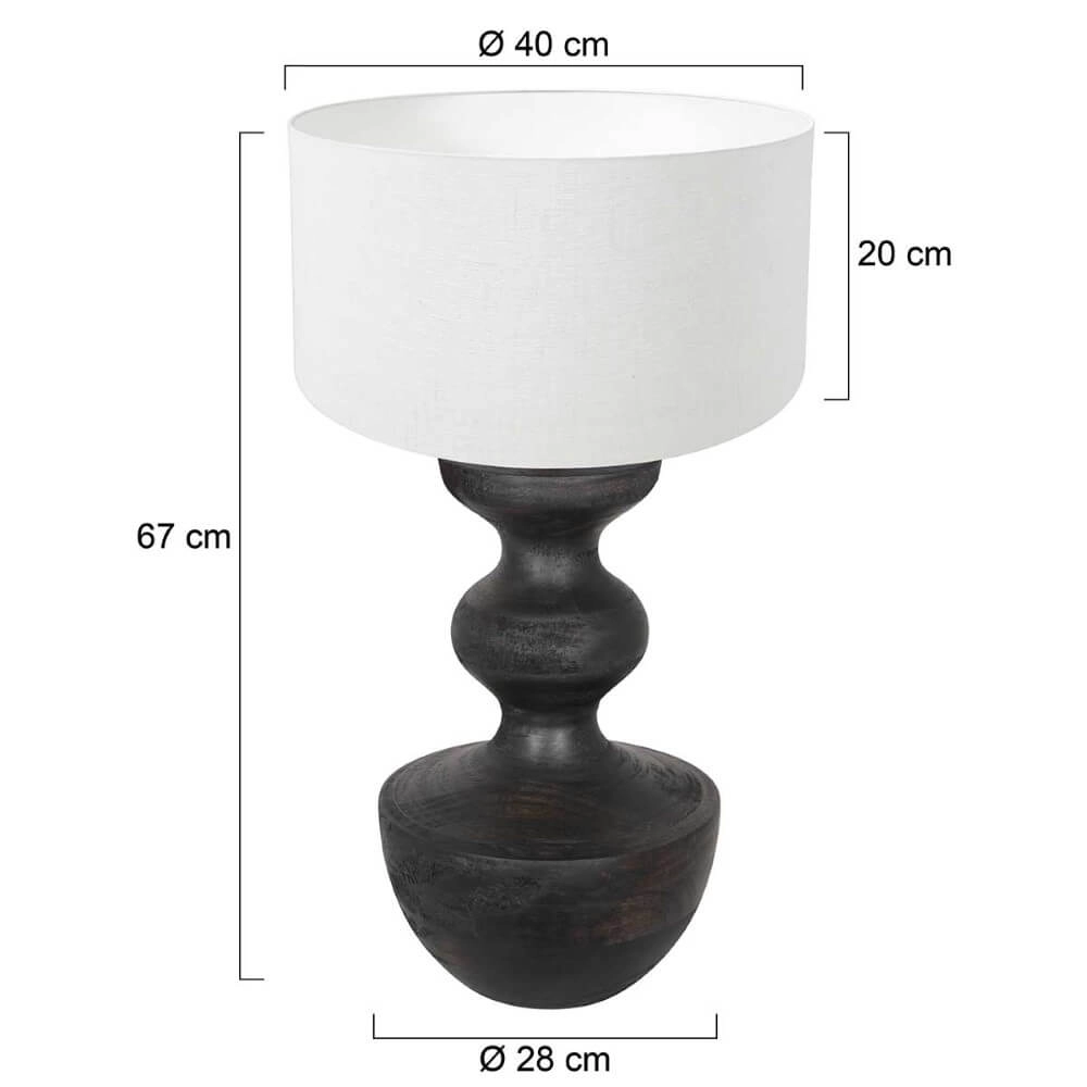 Lampe de table rurale Lyons S avec abat-jour en lin blanc Steinhauer 8712746166699