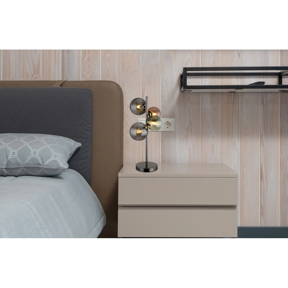 Lampe de table noire Riha Verre coloré 4 lumières Globo 9007371456109