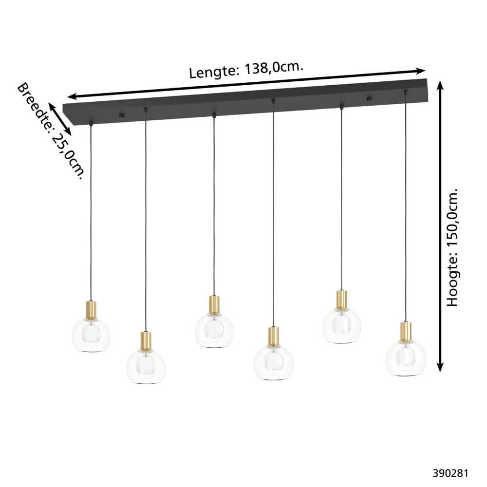 Lampe suspendue noire Terque avec de l'or Stars of Light 9008606274093