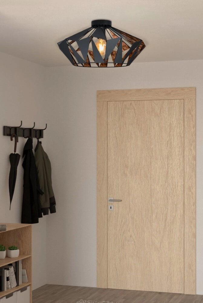 Plafonnier Carlton 6 noir/cuivre Ø 47cm Eglo 9002759433994