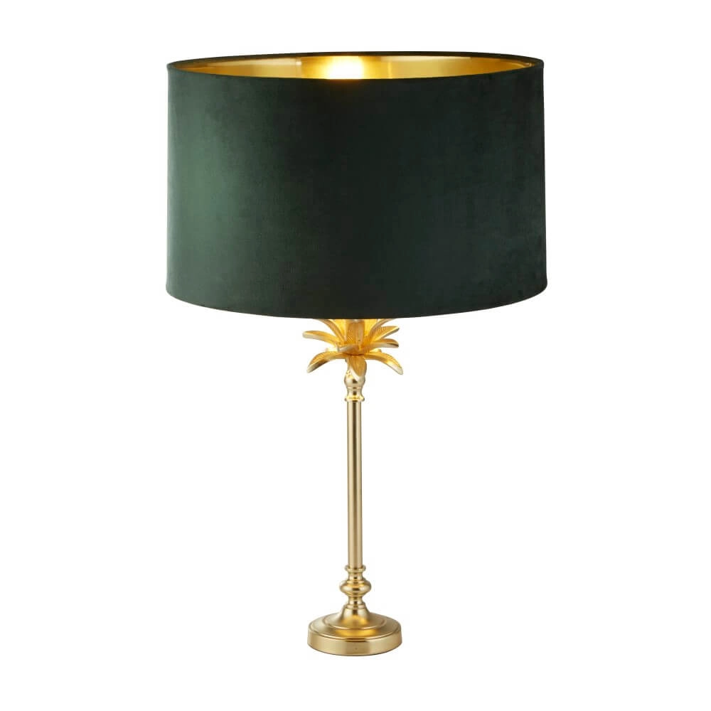 Lampe de table Palm or avec capuchon vert Searchlight 5053423257587