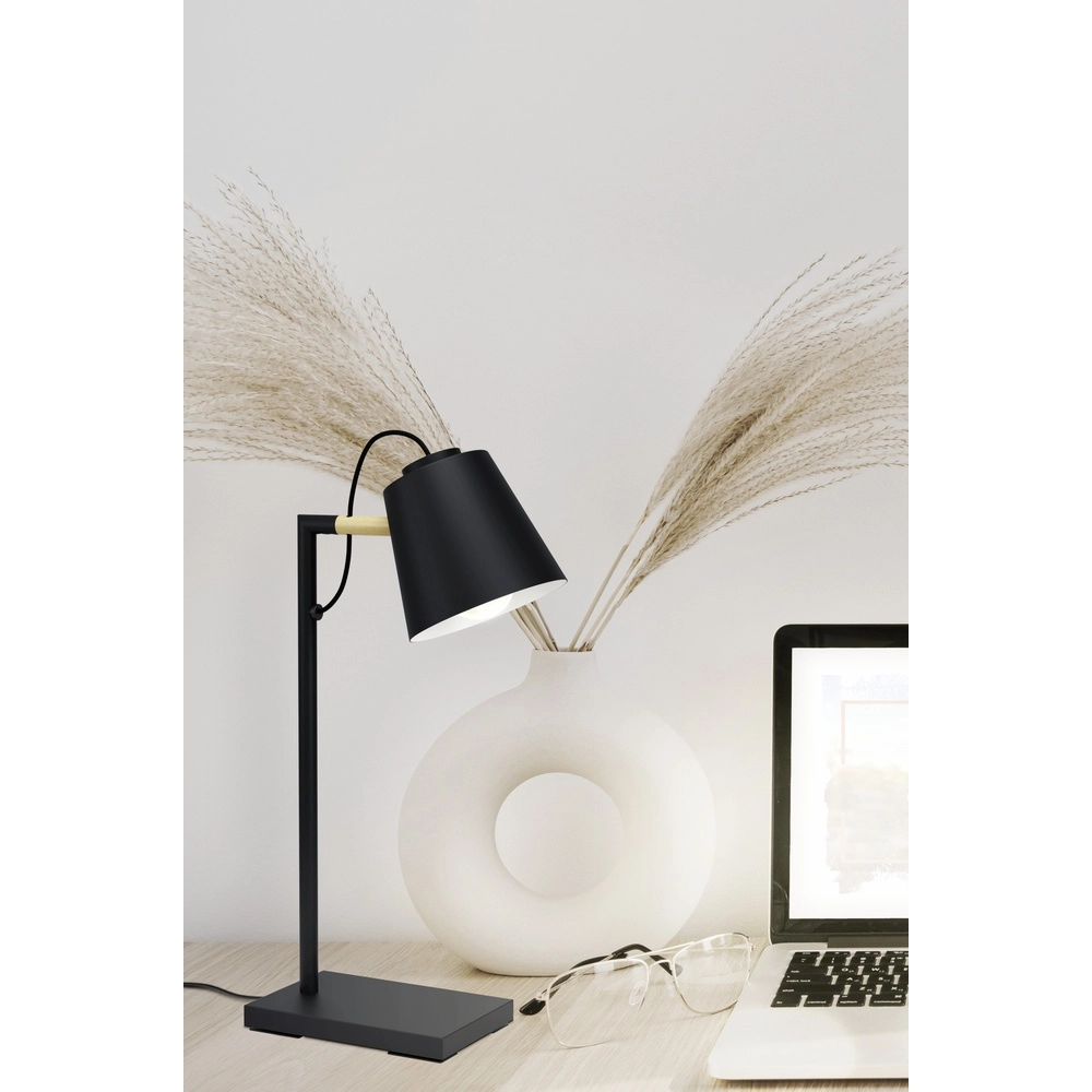 Lampe de bureau élégante Lacey noir avec un aspect bois Eglo 9002759436131