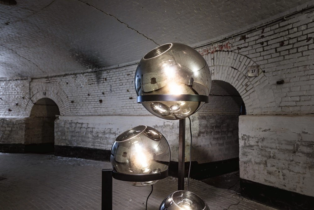 Lampadaire en verre Orb 3 lumières noir avec verre miroir ETH 8719075189283