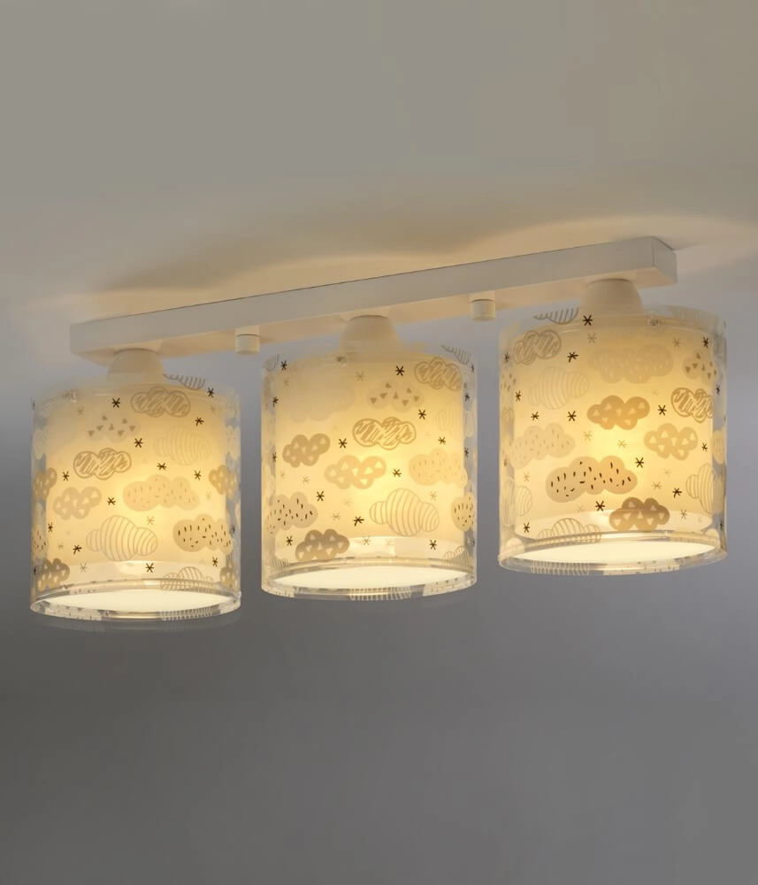 Plafonnier chambre d'enfant Clouds Gris doux à 3 lumières Dalber 8420406800660