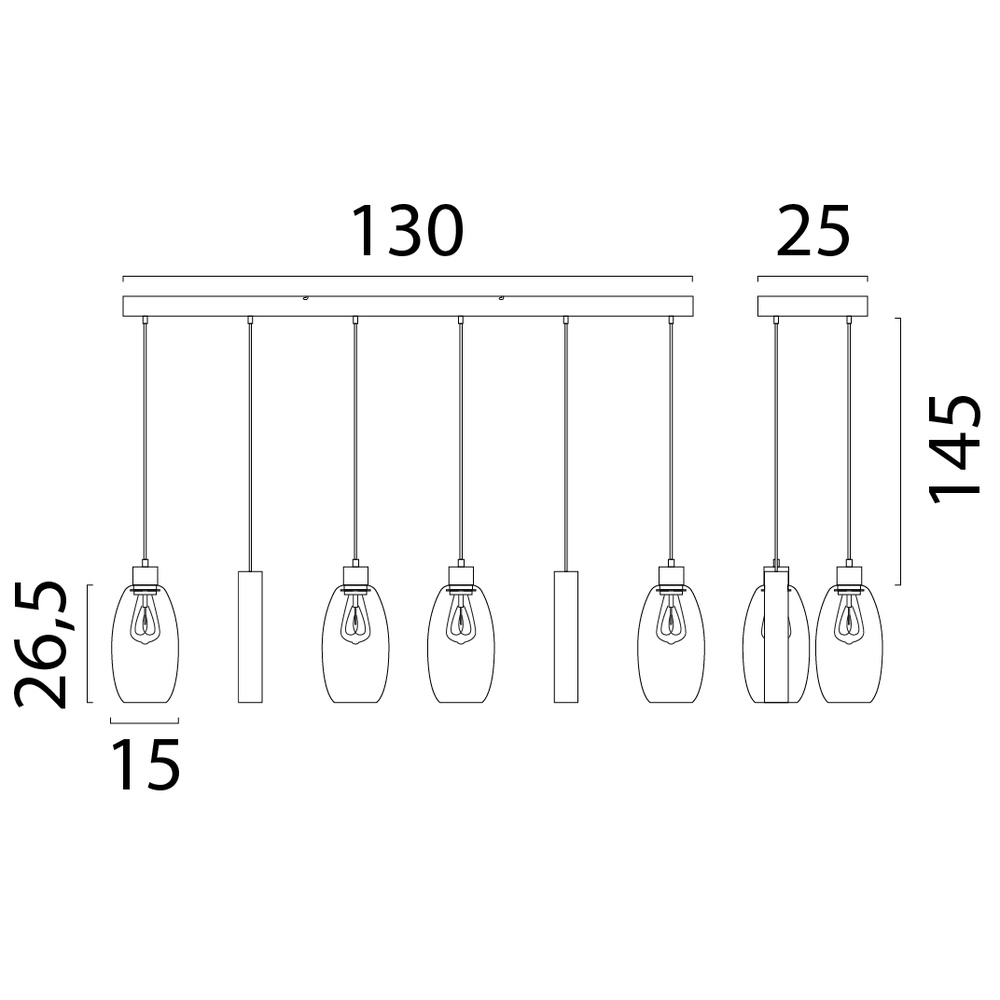 Lampe suspendue en verre Olive 4x Ø 15cm - 2x Course - sable Masterlight 8718121393636