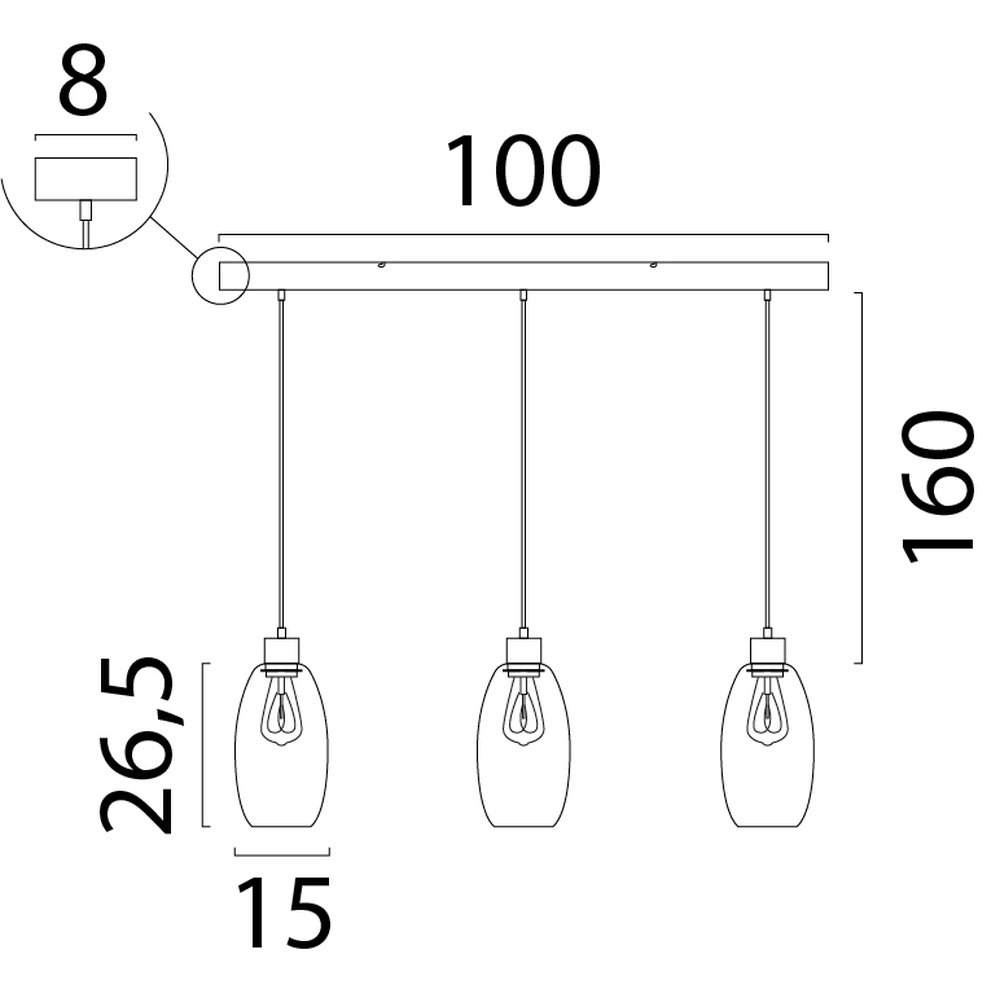 Lampe suspendue en verre Olive 3x Ø 15cm - sable Masterlight 8718121393988