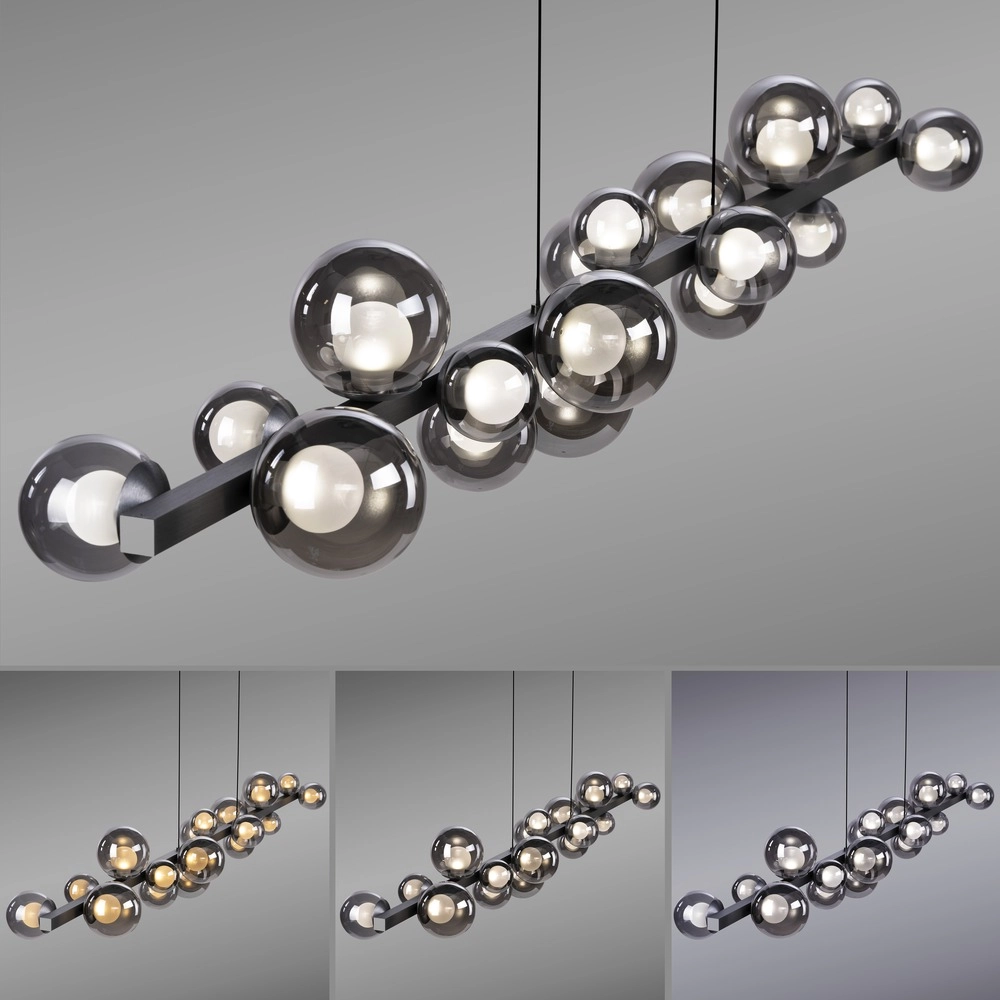 Lampe pendante de table à manger Pure E-Popup 18L - avec verre fumé Paul Neuhaus 4012248396452