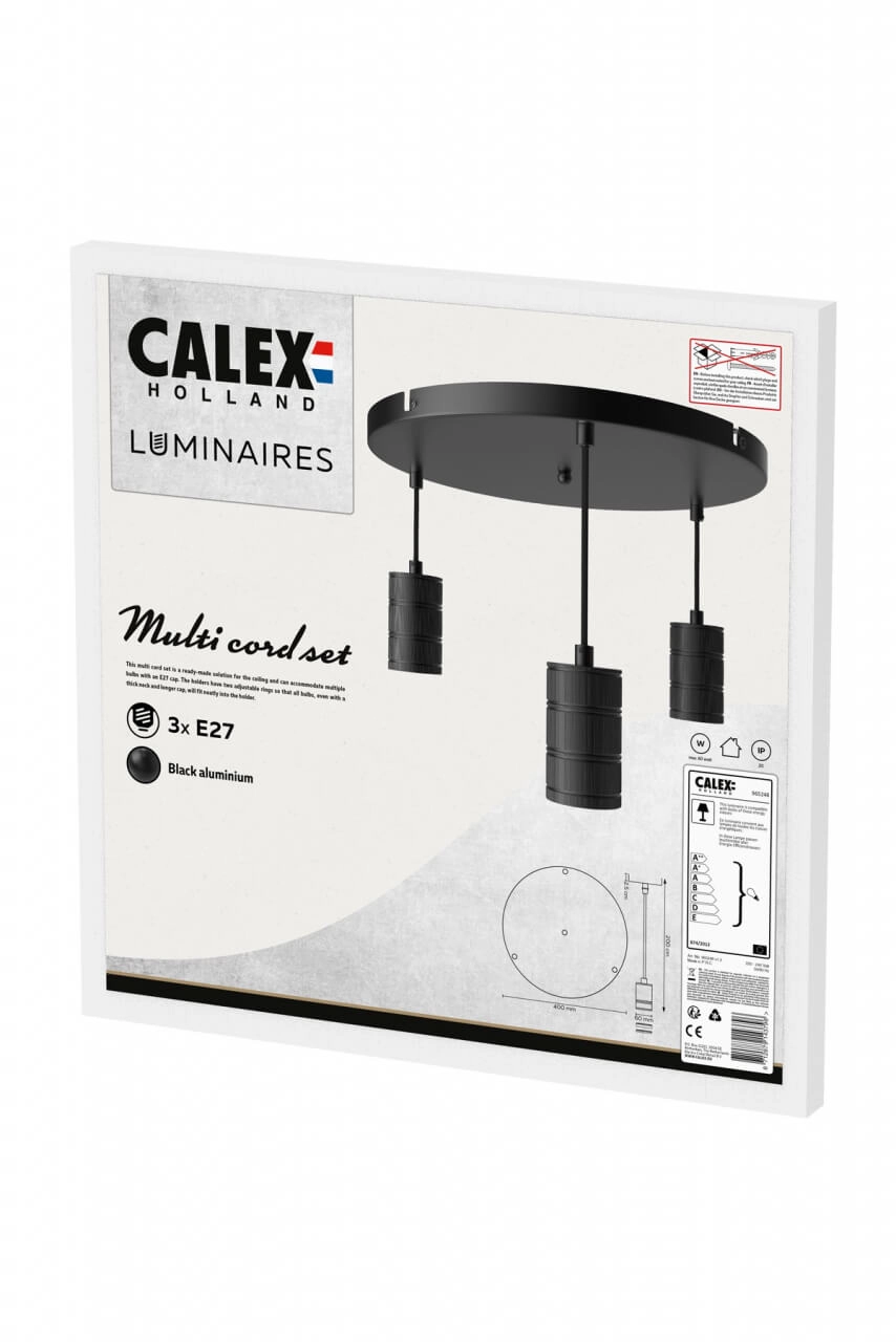Triple Pendel Cord Disc 3 lumières 40cm noir Circle 8712879143796