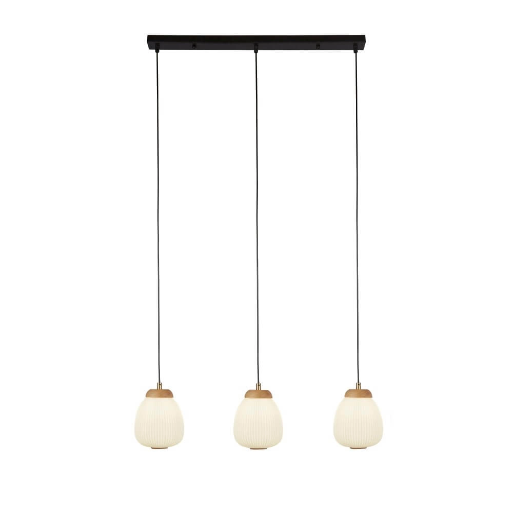 Lampe suspendue 3 lumières Ella noir avec du blanc Searchlight 5053423245294