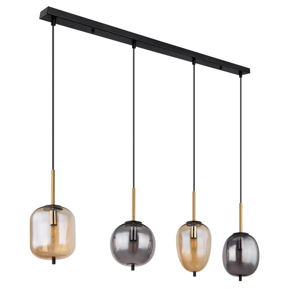 Suspension Blacky Verre ambré et fumé 4 lumières Globo 9007371431717