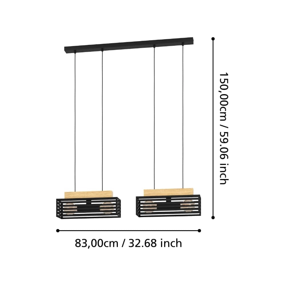 Lampe suspendue Cidraz carré avec du bois Stars of Light 9008606242740