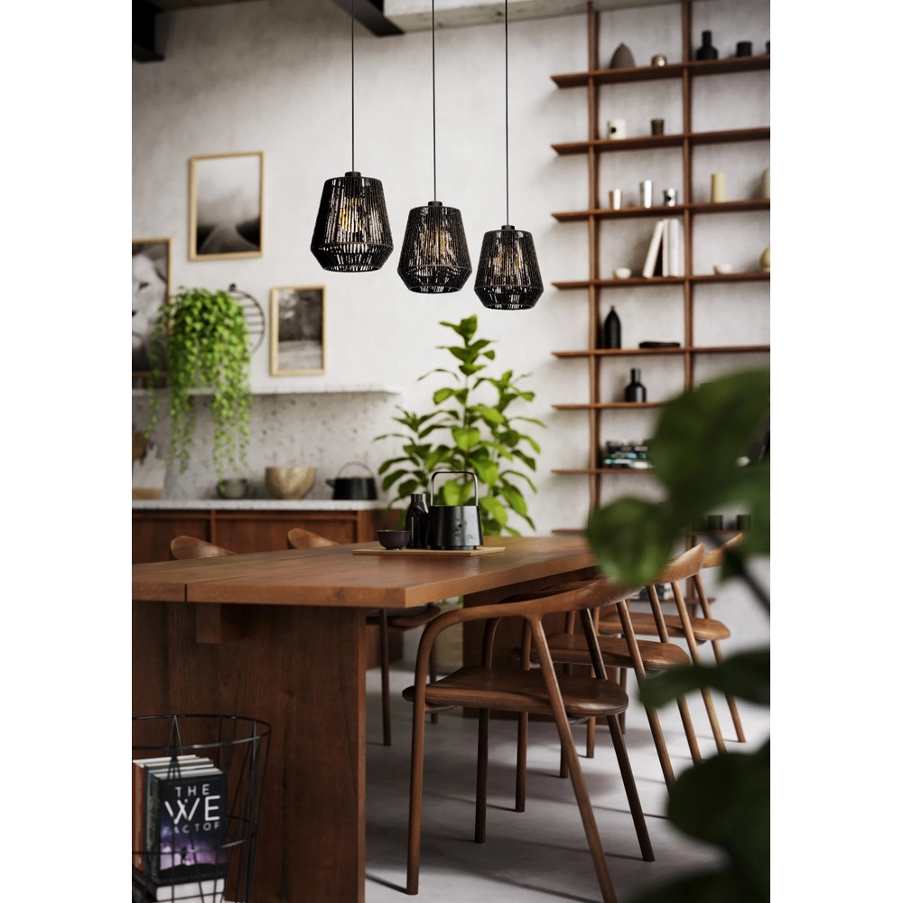 Lampe suspendue à corde Persley Salle à manger - Noir Eglo 9002759441067