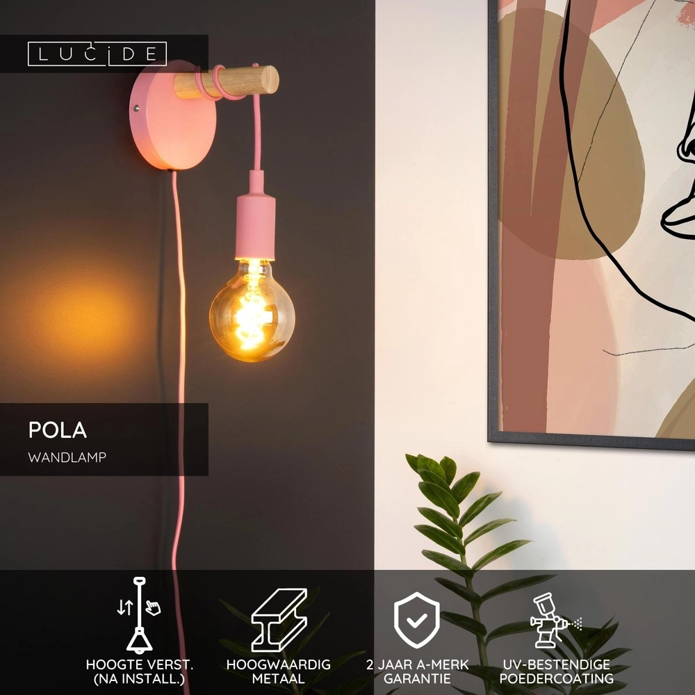 Lampe murale Pola rose Lucide 5411212082947