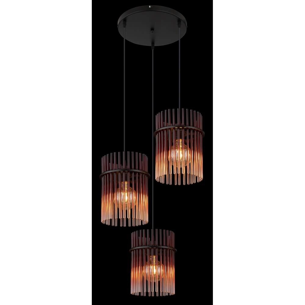 Suspension noire Gorley avec verre rouge Ø 47cm Globo 9007371468966