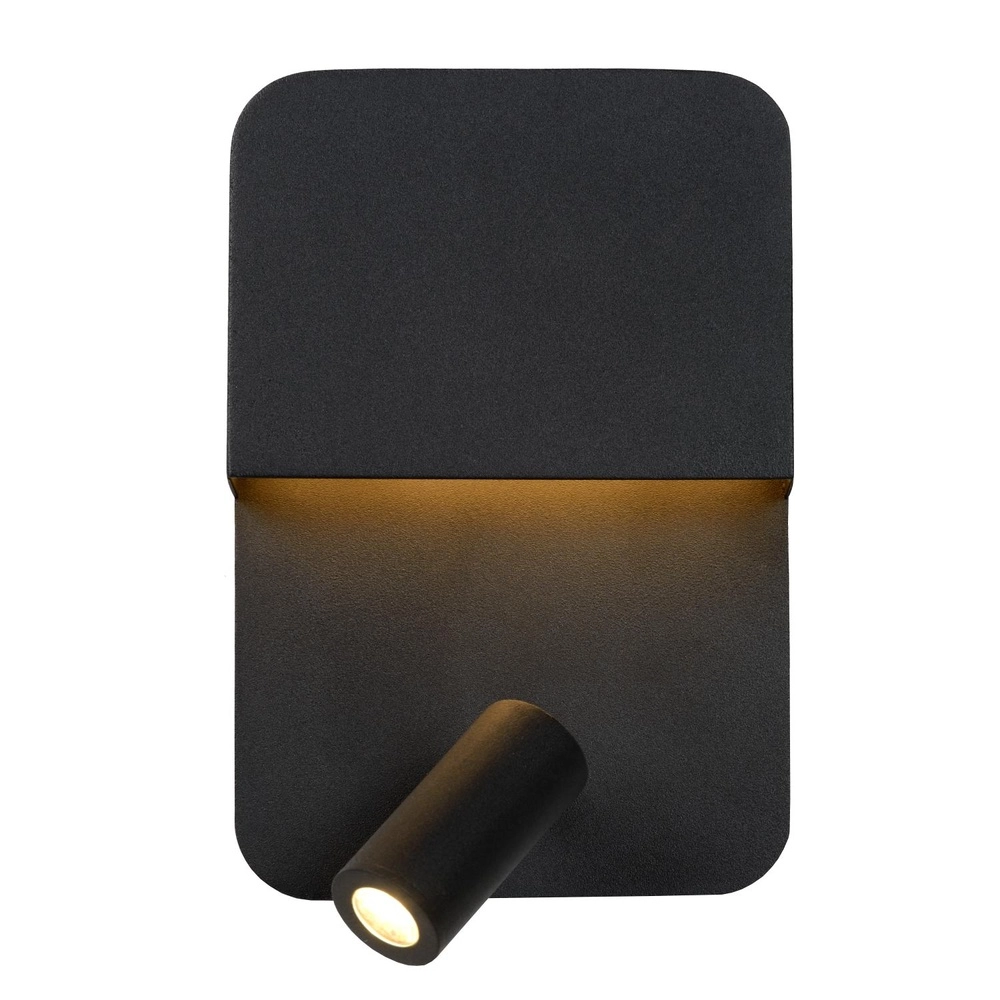 Lampe de chevet Boxer noir avec un point de charge USB Lucide 5411212791535