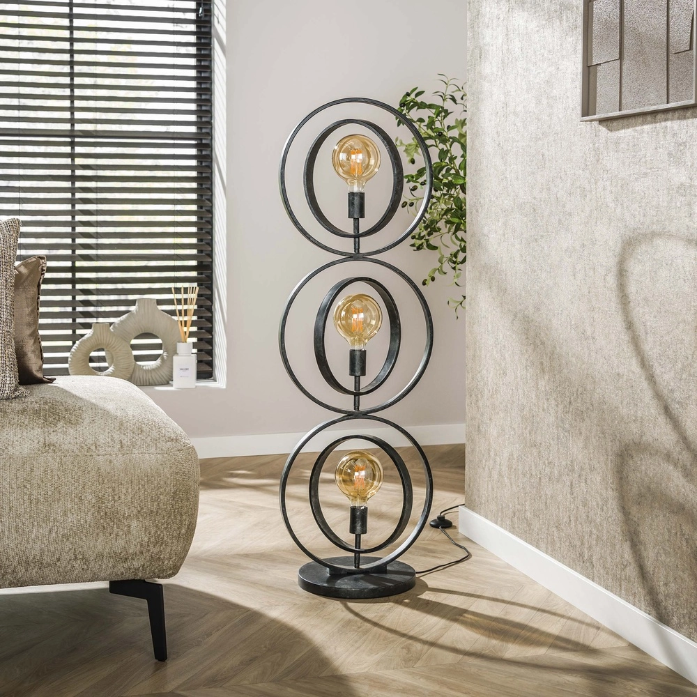 Lampe sur pied à 3 lumières en charbon Turn E27 - Ø 40cm Lyora 8716803513082