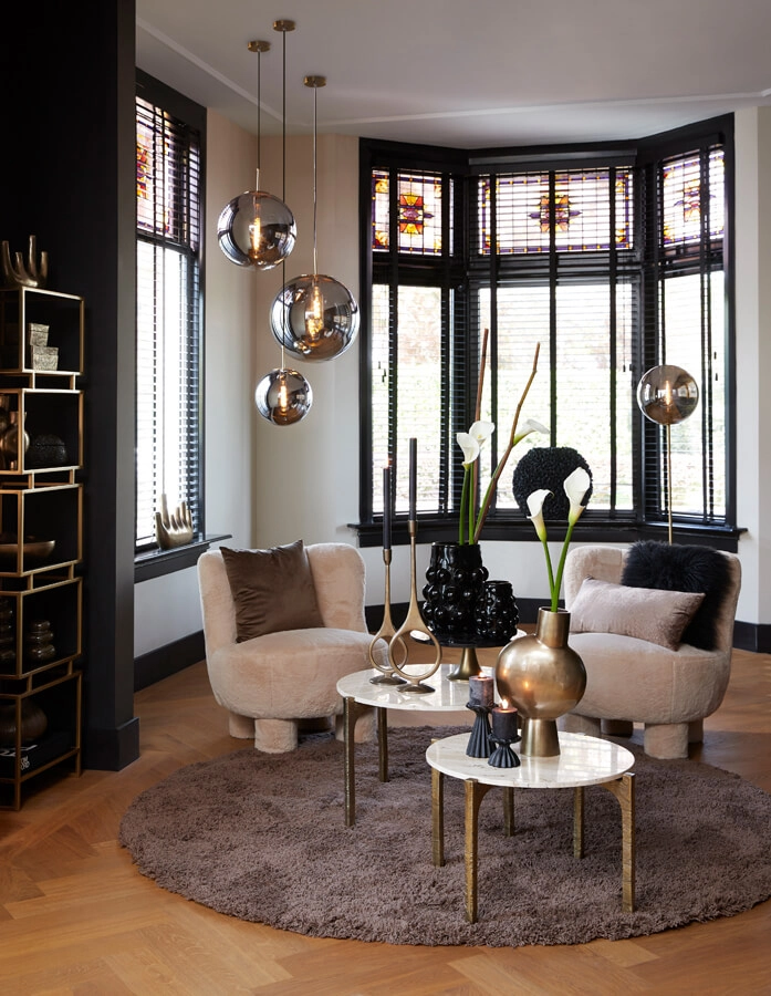 Lampadaire doré Medina avec verre fumé Light & Living 8717807696979