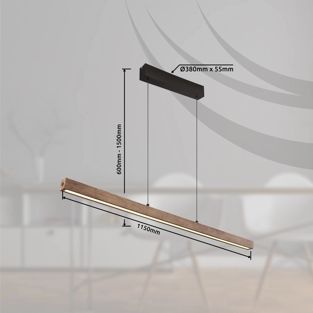Lampe suspendue élégante Olivus bois 115 cm Globo 9007371455683